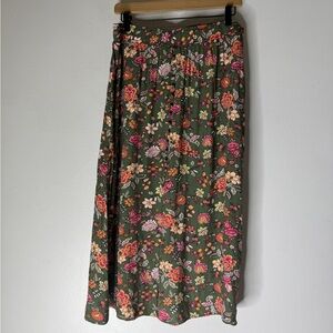 LOFT Floral Maxi Skirt - Green and Pink